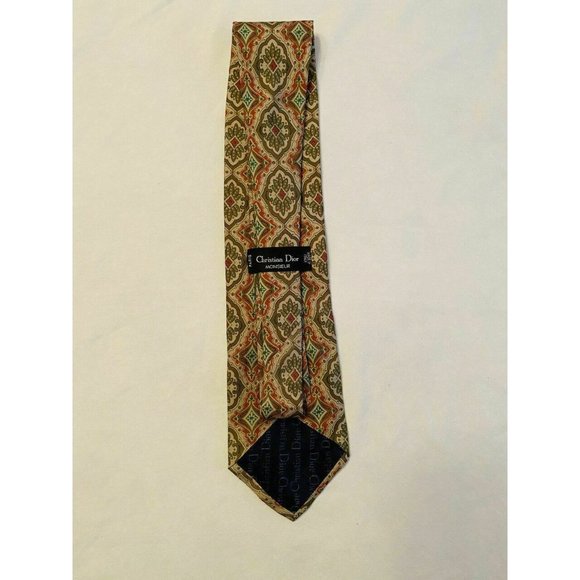 Christian Dior Light Tan Patterned Tie - Picture 2 of 5